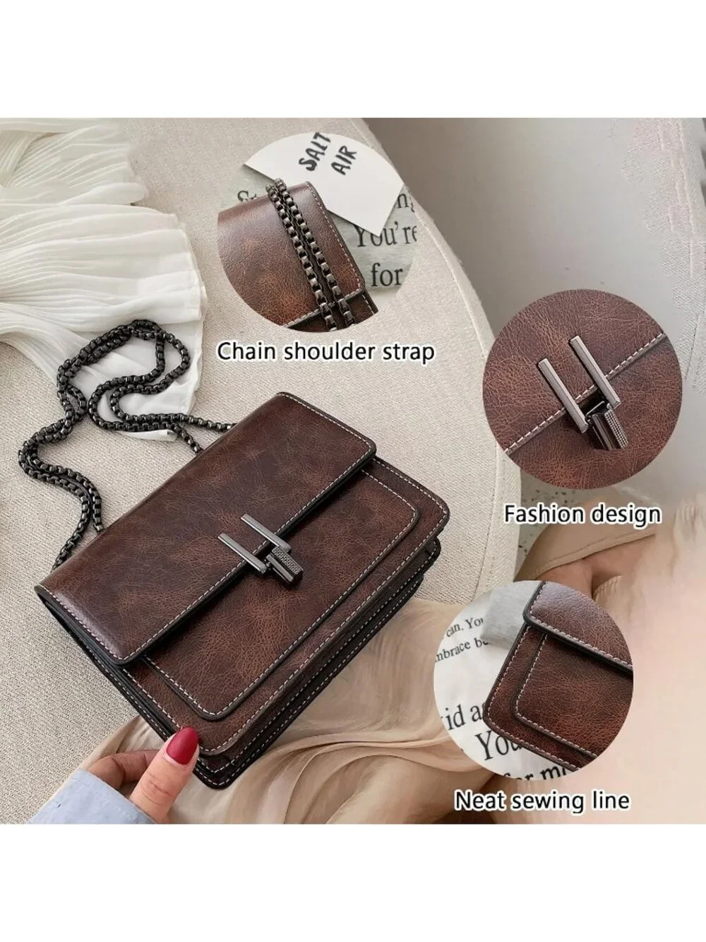 Womens Green Quilted Small Pu Leather Shoulder Purse Chain Crossbody Bag